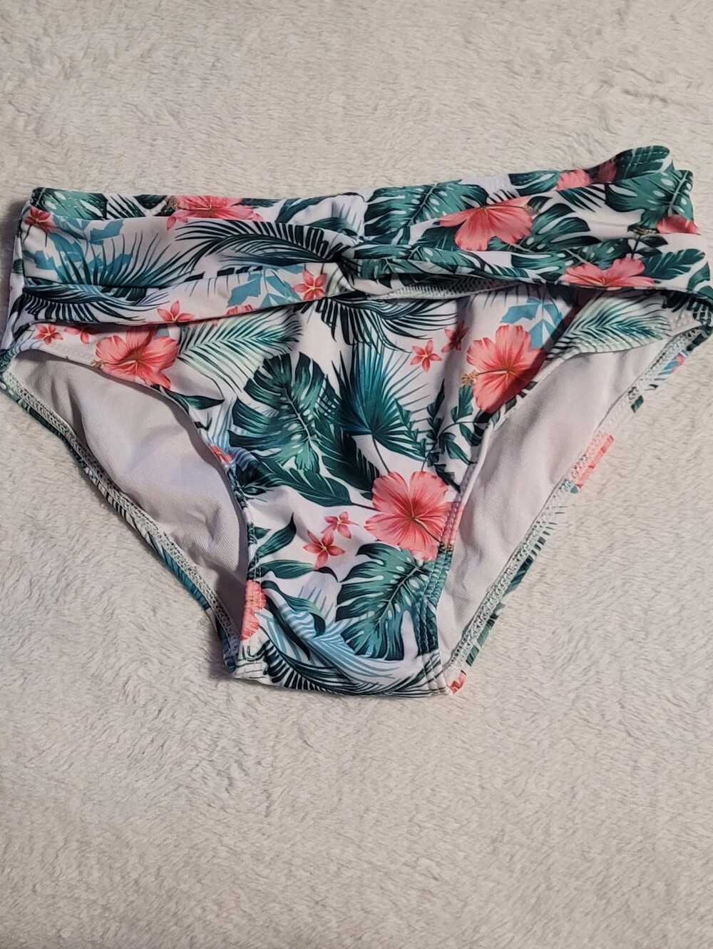 Girls' Tropical Floral Bikini Bottoms in Pink & Green